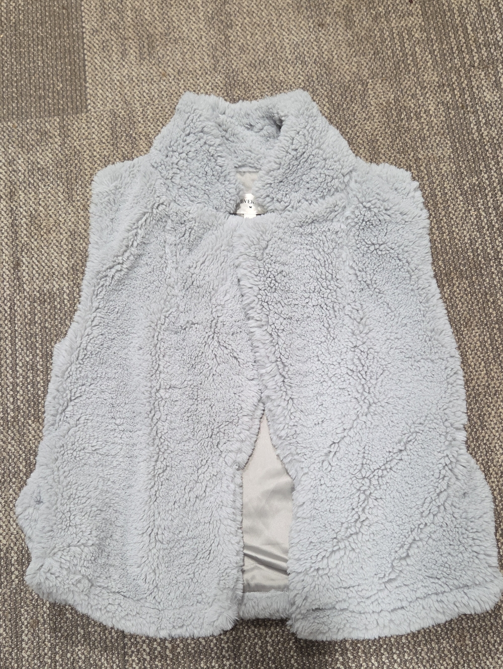Soft Plush Light Gray Sherpa Vest - Women